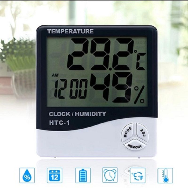 Digital Thermometer Hygrometer Electronic LCD Temperature Humidity Meter Weather Station Indoor Clock