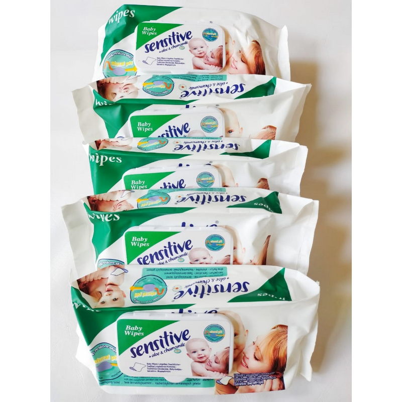 Sensitive Baby Wipes with Lid (5 Packets)