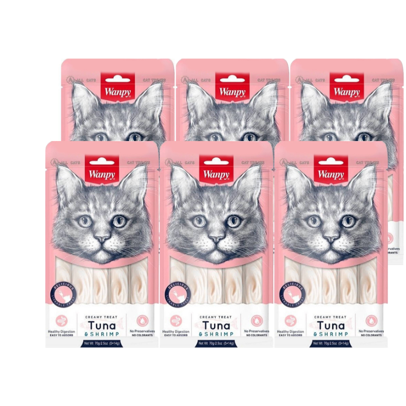 Wanpy Cat Treats, Tuna & Shrimp Flavored, 70gm, (6-Pack)