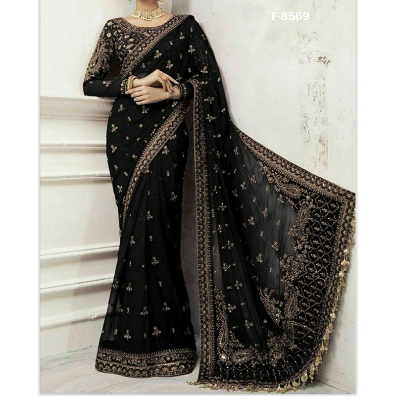 Fancy Net Embroidery Saree For Women