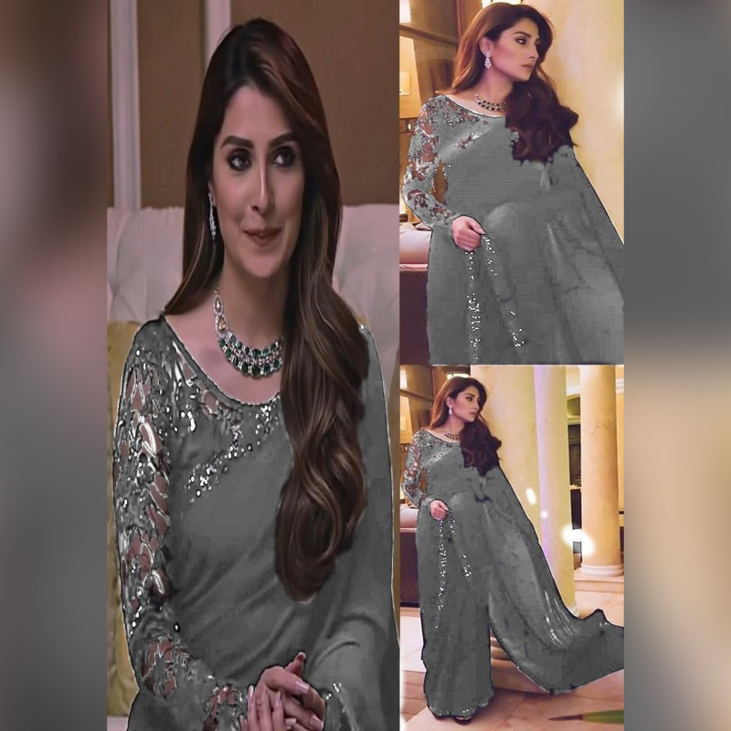 Chiffon Embroidered Bridal Saree For Women