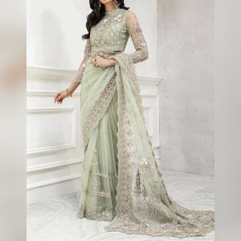 Fancy Net Embroidery Saree For Women