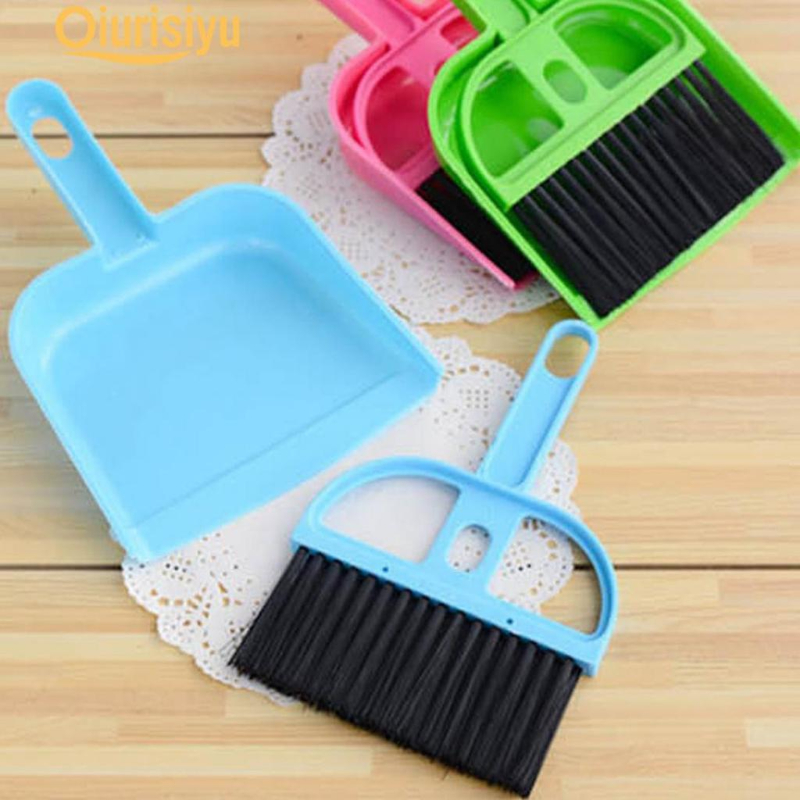 Set of Multipurpose Mini  Dustpan with Broom Brush Cleaning for Desk, Computers Keyboard etc. (Random Color)