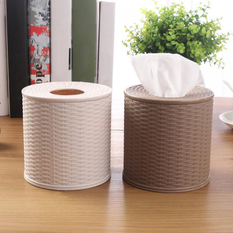 New Round Refillable tissue & Kitchen Napkin Holder/Tissue Paper Napkin Dispenser for Living Room, Home Desktop Bedroom, Bathroom, kitchen, office etc(Cream,Brown)