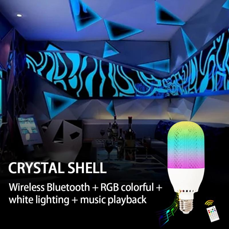 Bluetooth Compatible Diamond Smart Light Bulb 12W White Light RGB Music Bulb E27 Wireless Speaker Colorful Ambient Lamp