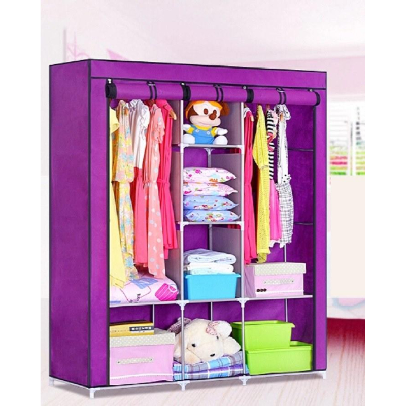 Wardrobe (Almari) 3 DOOR PORTABLE FOLDING WARDROBE CUPBOARD