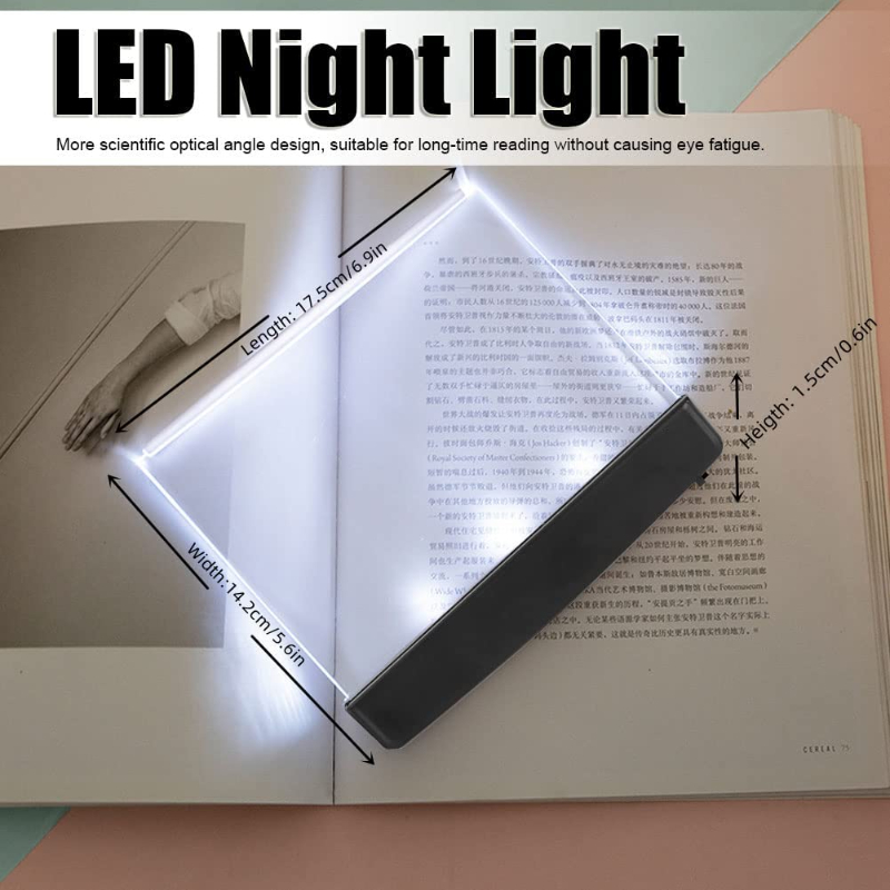 Creative Reading Night Light Flat LED light mirror Plate Eye Protection LED light book lamp, LED Book Full Page Light Illuminator Panel Plate Wireless  Lamp Board