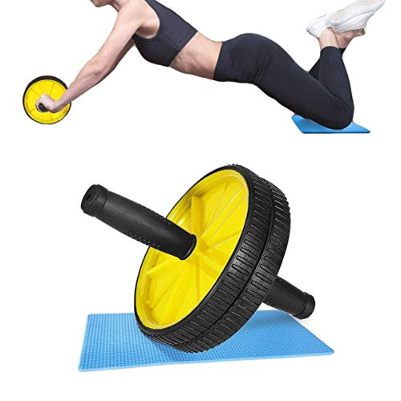 Ab Roller Wheel Rolling Dual Exercise and Fitness Wheel with easy-grip handles for basic training and abdominal training.
