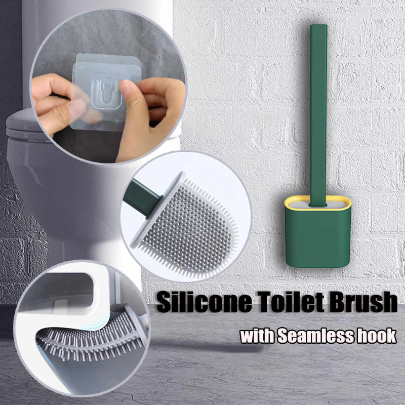 Toilet Brush with Toilet Brush Holder Creative Cleaning Brush - Silicone