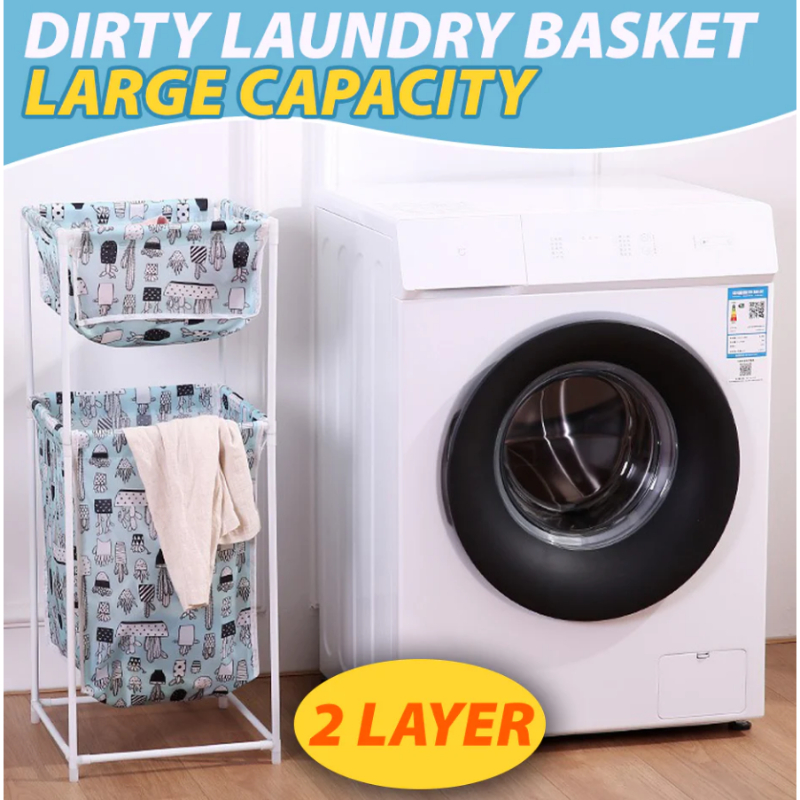 Multifunctional double-layer household dirty clothes basket/storage basket, 2 tier clothes sorting storage basket toilet laundry