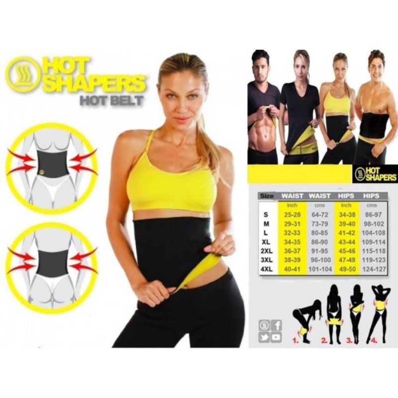 Hot Shaper Slimming Belt For Men and Women - Black & Yellow -  Large