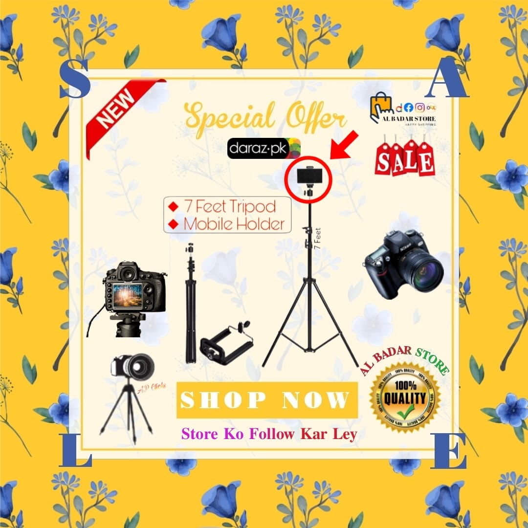 2.1M/7ft Tripod Stand for Photo Video Studio Lighting Kit Support Portrait Sho0ting Product Photography Tripodstand videography ( AL BADAR STORE )