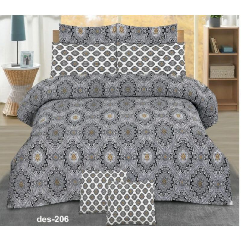 Al Ferash - Printed Cotton Bed Sheet Set - Single and Double bed sheet set - Single ( 1 sheet and 1 pillow case cover) - Double ( 1 sheet and 2 pillow case covers ) - 200 Thread Count