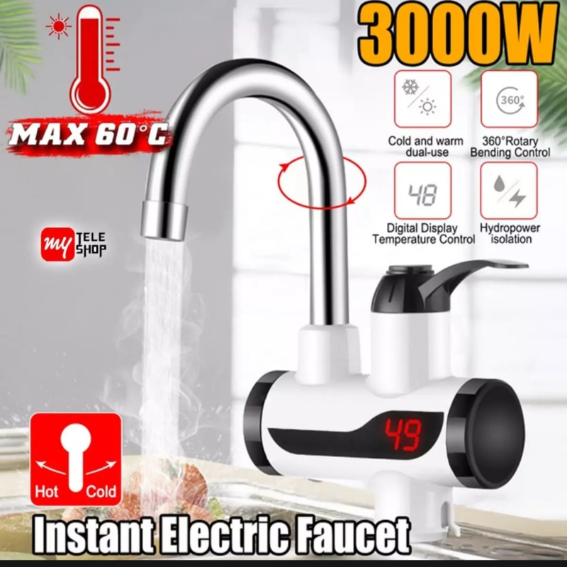 Instant Temperature Display Hot Water Heater Electric Faucet Kitchen Winter Warm Water Tap for Kitchen & Washroom