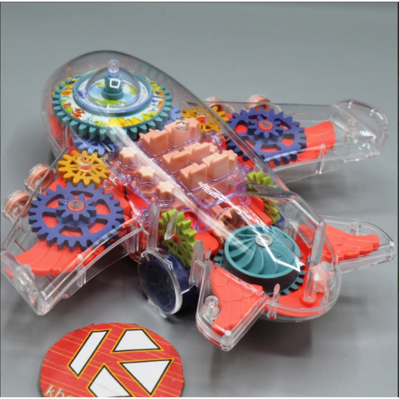 Gear Light Transparent Airplane Toys Electric LED Light Airplane See Through Electric Airliner Fighter Jet Toys Aviation Party Favors For Kid