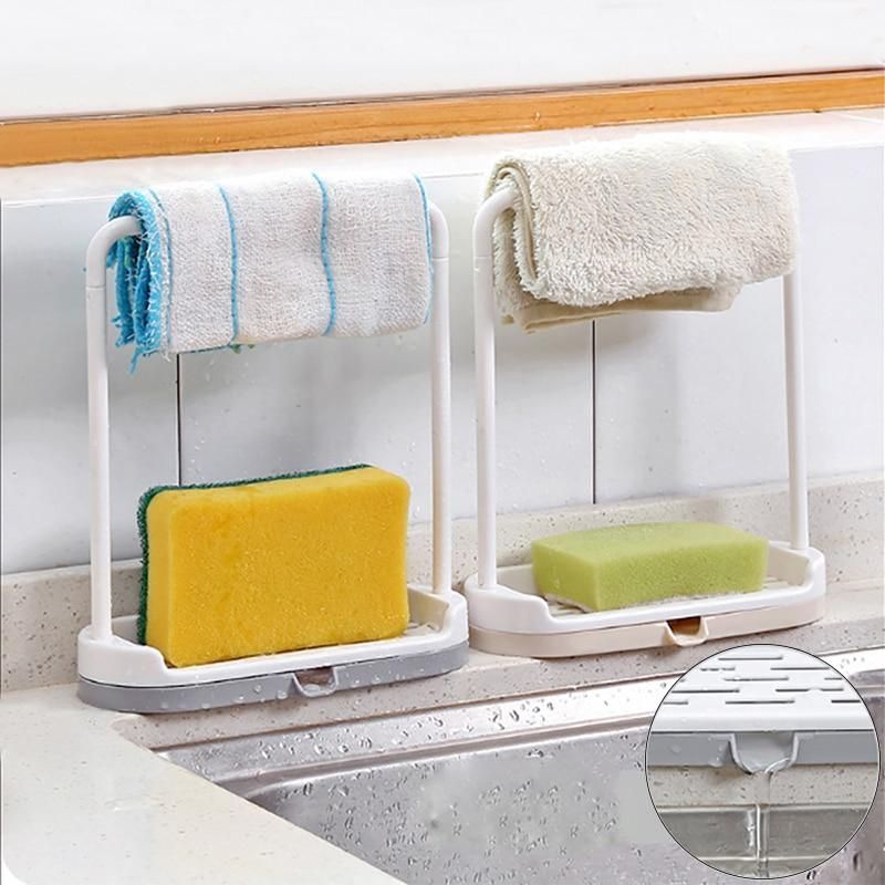 Kitchen Shelf Sink Dish Drain Rack Soap Sponge Holder Storage