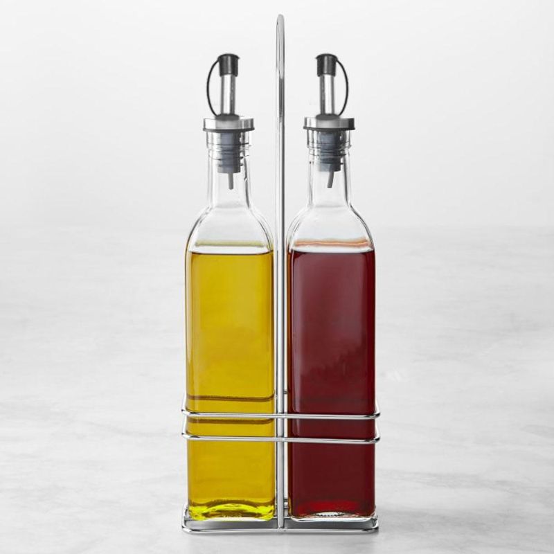 Pack of 3 - Oil and Vinegar Dispenser Set with Rack, Kitchen Gadgets & Essential - 250 ML