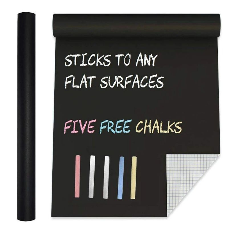 Pack of 2 Black Matte Adhesive Chalkboard Contact Paper Vinyl Wall Decal Poster Alternative Bonus Chalks & Marker-Peel & Stick DIY Size