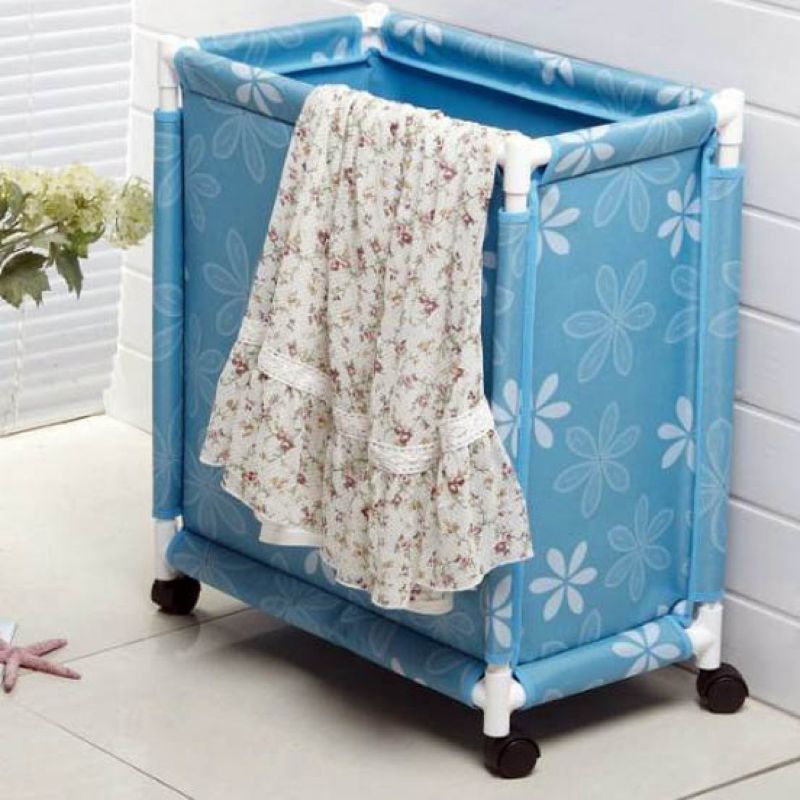 Oxford Fabric Clothes Laundry Basket with Wheels – Multicolours