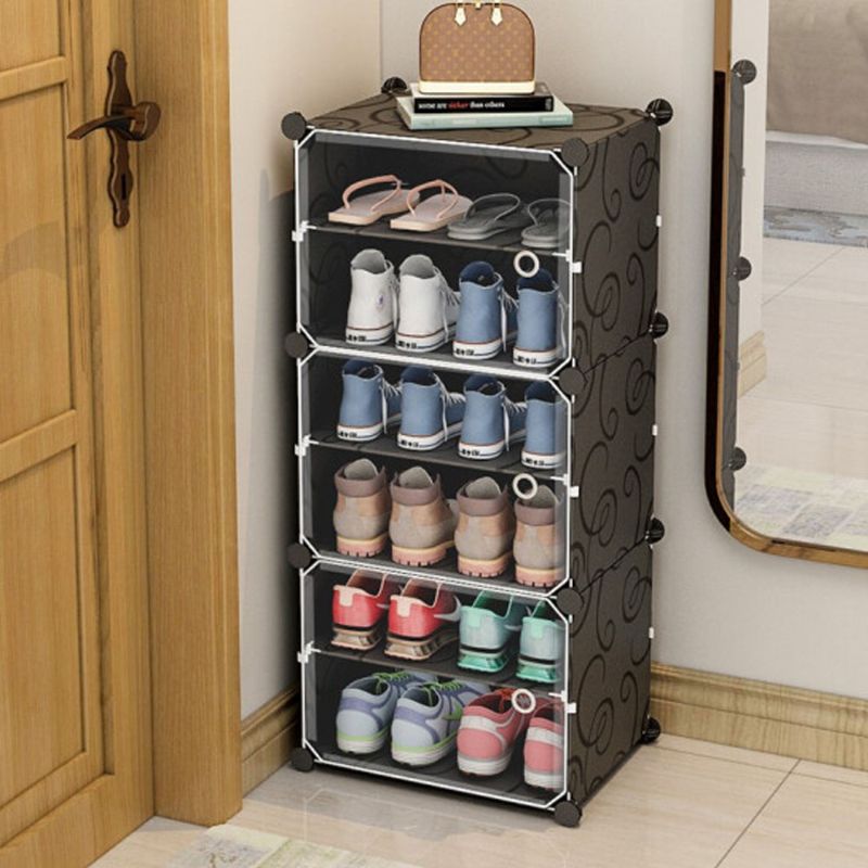 HOMFA 6 Cube Shoe Rack, DIY Cubes Storage Organizer, Plastic Cabinet with Doors Hallway Living Room