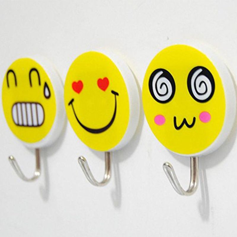 Pack of 3 – Unique Emojies Wall Mounted Adhesive Hooks