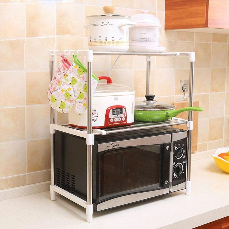 Multi Function Microwave Kitchen Shelf Oven Rack and Multi Layer Storage Rack - Silver