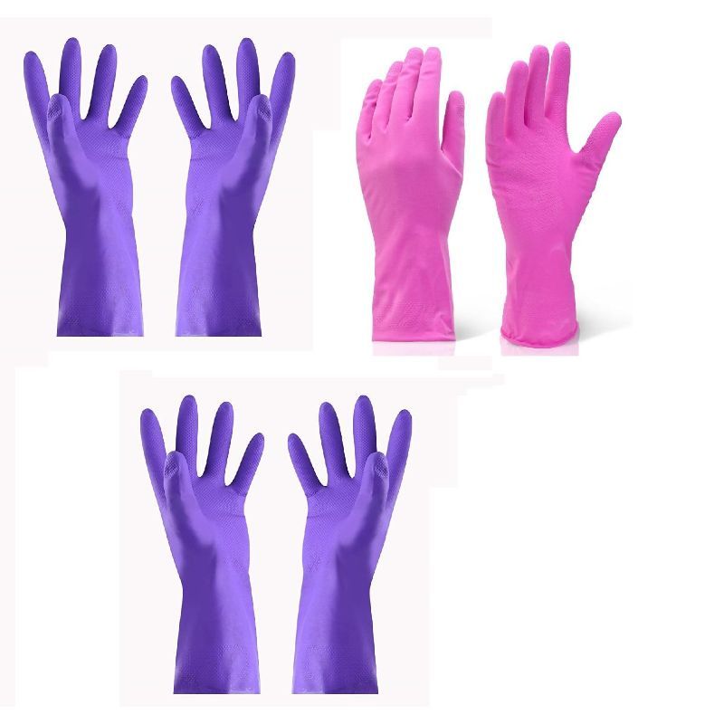 Reusable Kitchen Natural Rubber Living Wash Gloves 3 pairs