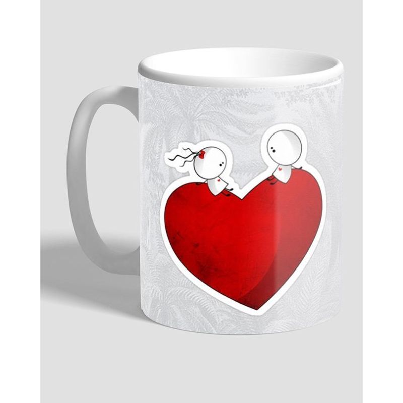 Sitting on A Big & Lovely Red Heart Ceramic Mug