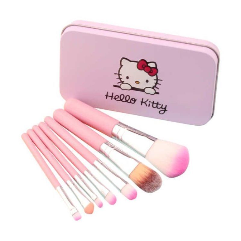 Hello Kitty Makeup Brush Set (7pcs) with Metal Box - Pink