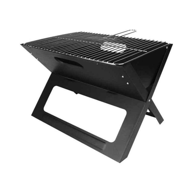 Folding Grill - Portable Picnic BBQ with Chrome Plated Cooking Grid (Black)