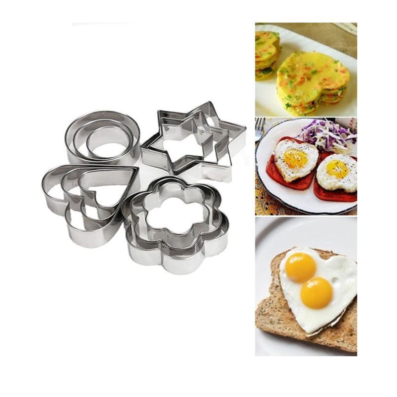 Multi Shape Cookies Cutter - 12 Pcs - Silver
