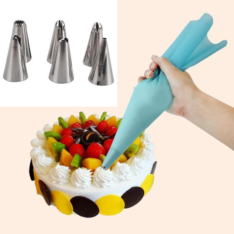 6Pcs Stainless Steel Icing Piping Cream Cake Converter Nozzles Cookie Pie Syringe Tips Mold Home Kitchen Baking Decorating Tools