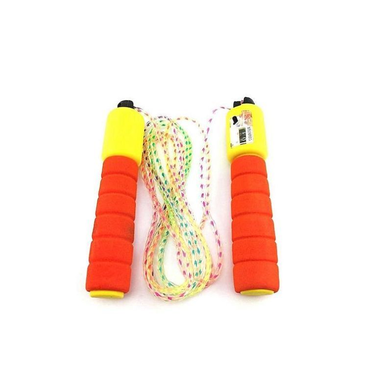 Skipping Rope With Counter Anti slip Rubber Grip & Adjustable Length - Orange - A
