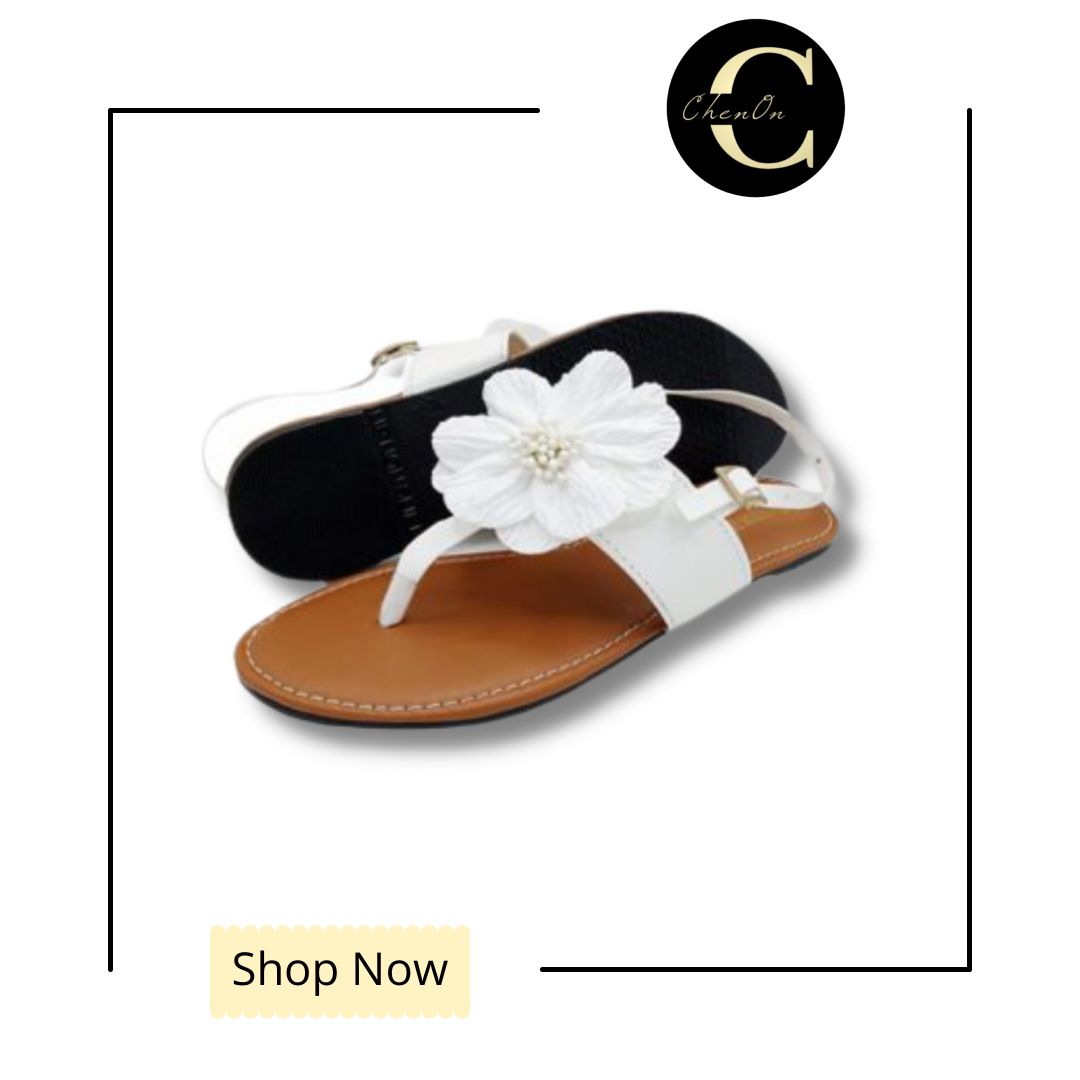 Womens White Flower Sandals