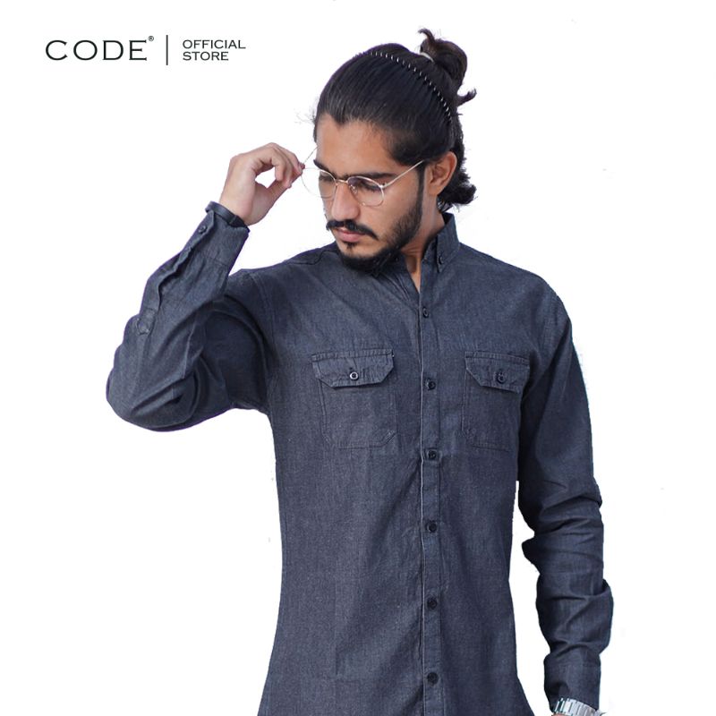 Code Denim Double Pocket Buttoned Down Casual Shirt For Women