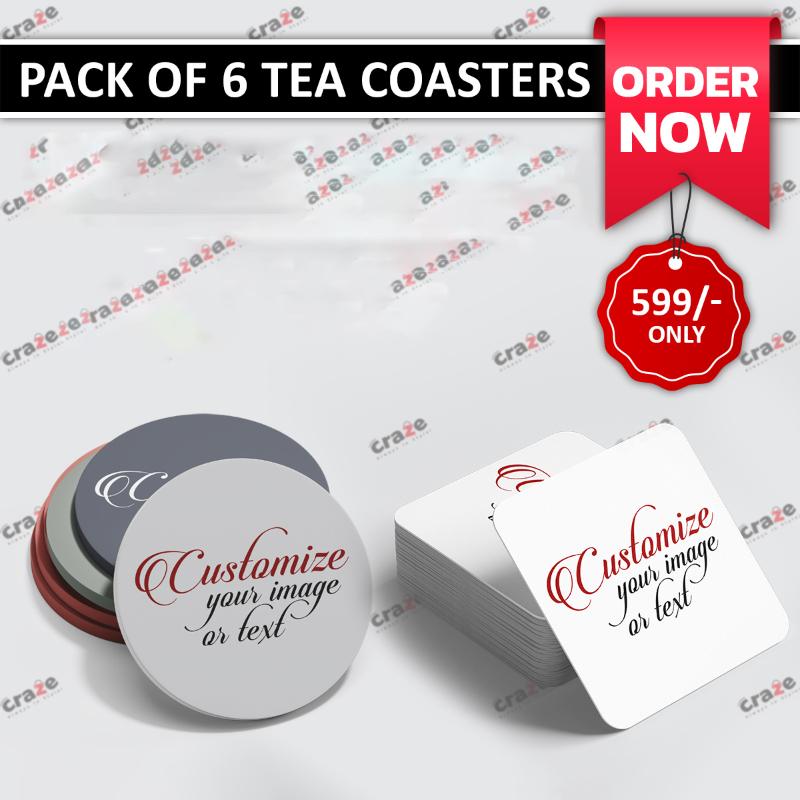 Pack of 6 Custom Tea Coasters Personalized Tea Coasters Choose your Graphics