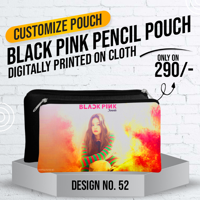 Black Pink Pencil Pouch (Digitally printed on Cloth) D-52