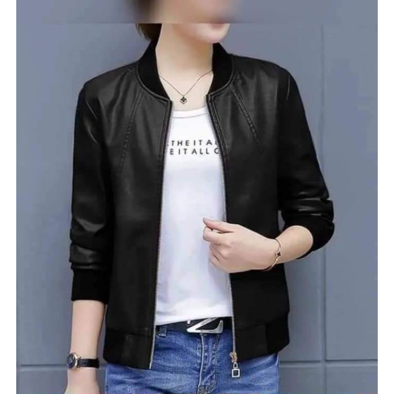 New Ladies artificial plain Leather Jacket