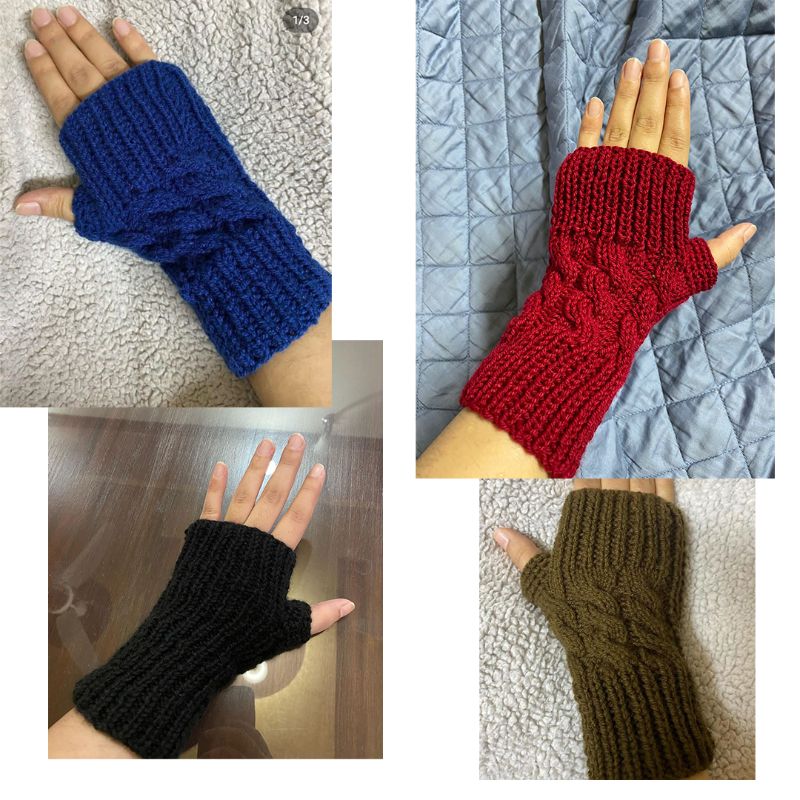 Knitted Fingerless Gloves for Winter Handmade - Multi Color