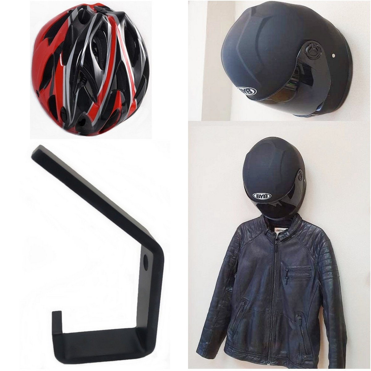 1 pcs Invisible Wall Mount Heavy Duty Sports Bike Jacket Helmet Hanging Hook
