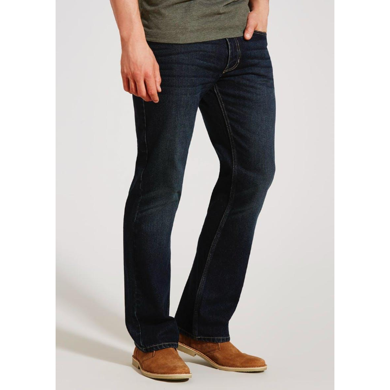 Dark Blue Bootcut Fit Darkwash Jeans For Men