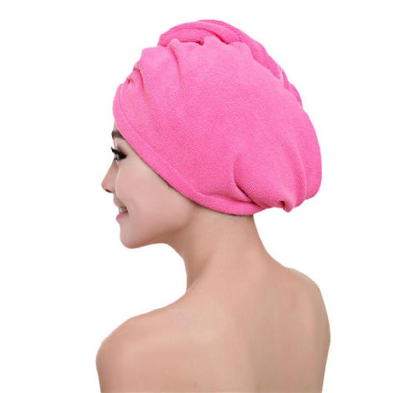 Twist Quick Hair Drying Towel Bathing Wrap Caps Pink Rose For Girls