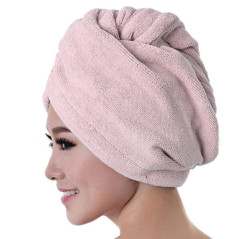 Twist Quick Hair Drying Towel Bathing Wrap Caps Taupe For Girls