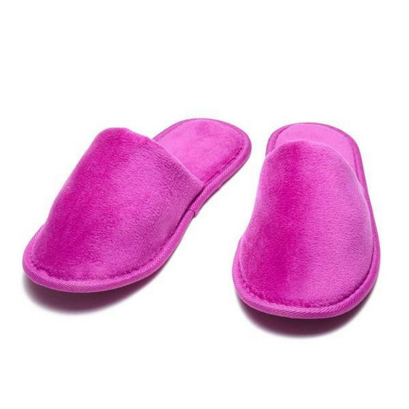 Cotton Plush Terry Slippers Hot Pink