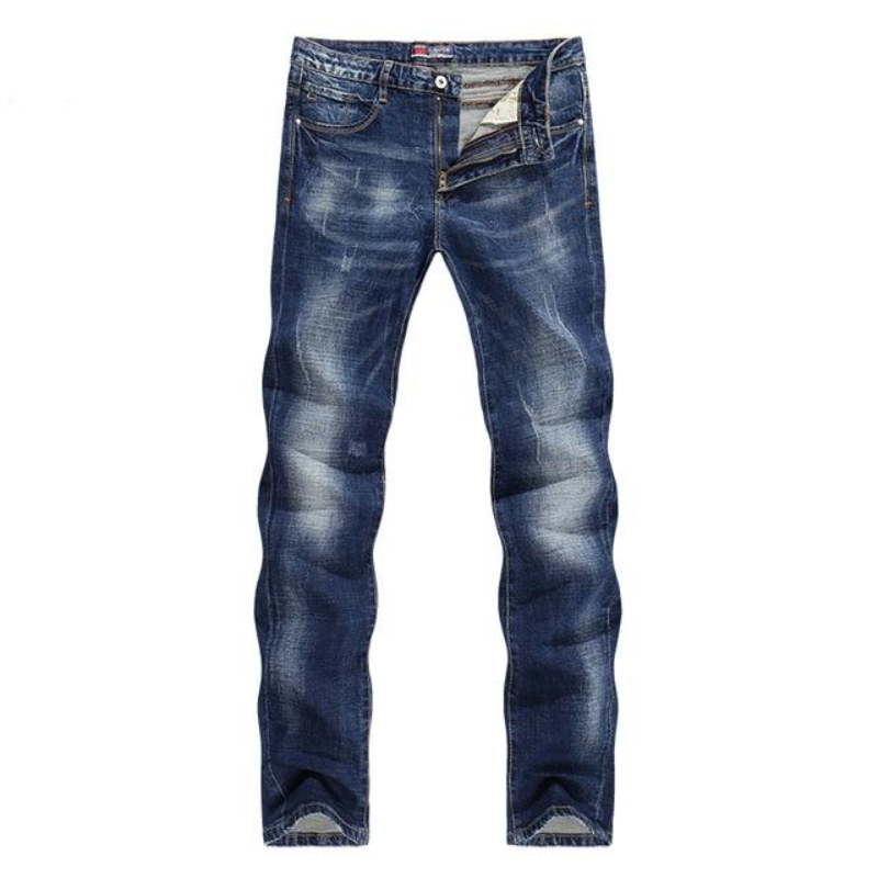 Slim Straight Stretchable Dark Blue Jeans For Men