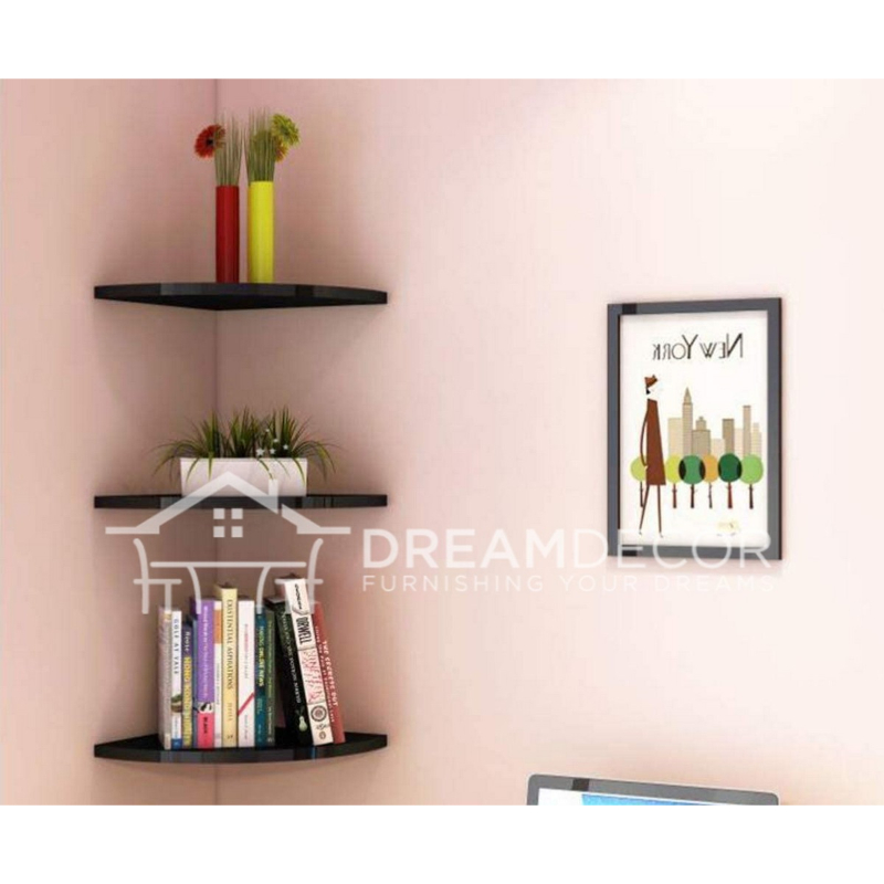 3 Tier Corner Shelves | 3 PCs Wall Mount Kitchen Shelf  | Floating Bedroom Shelf