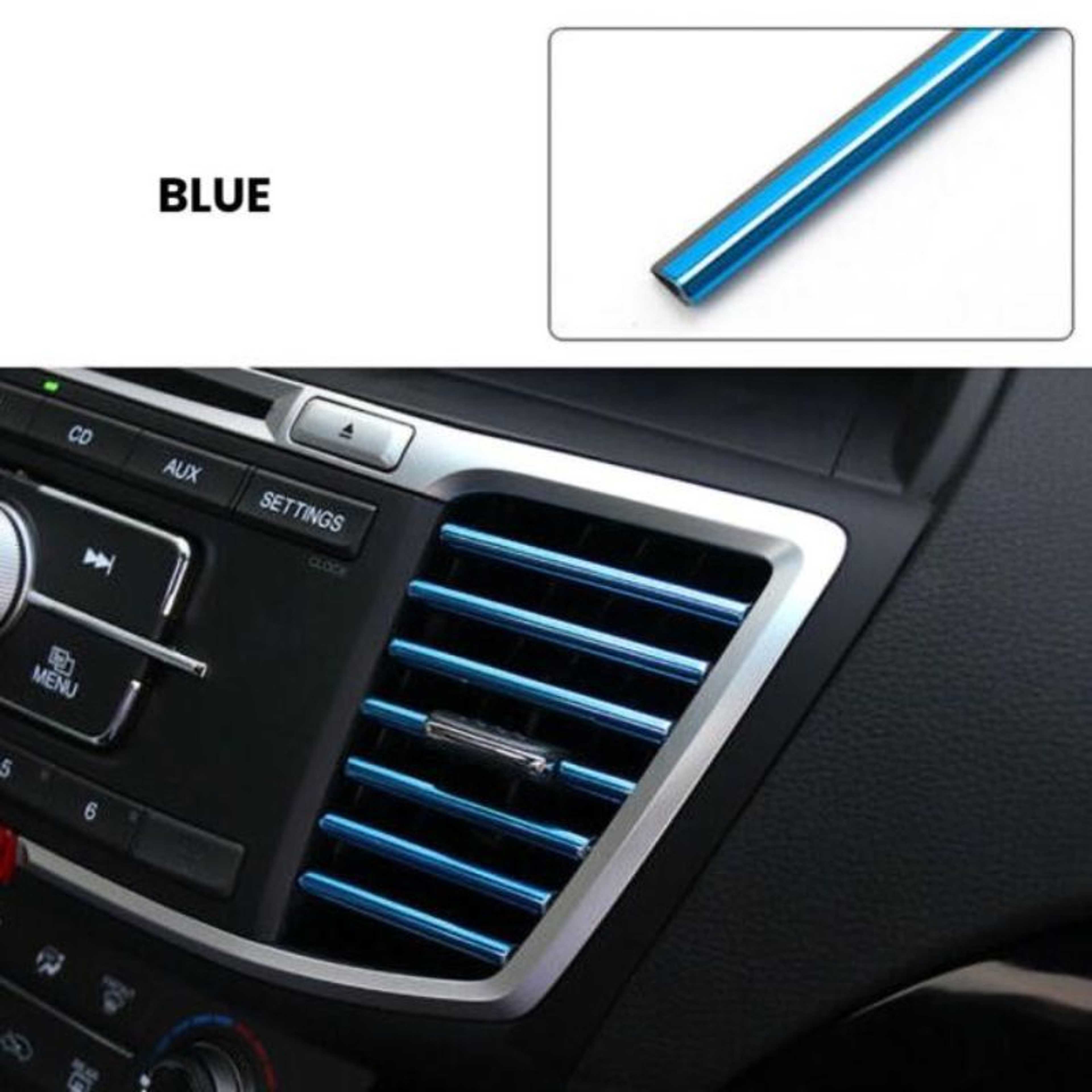 10Pcs Universal Car Air Conditioner Decorative U Shape Moulding Strips Blue