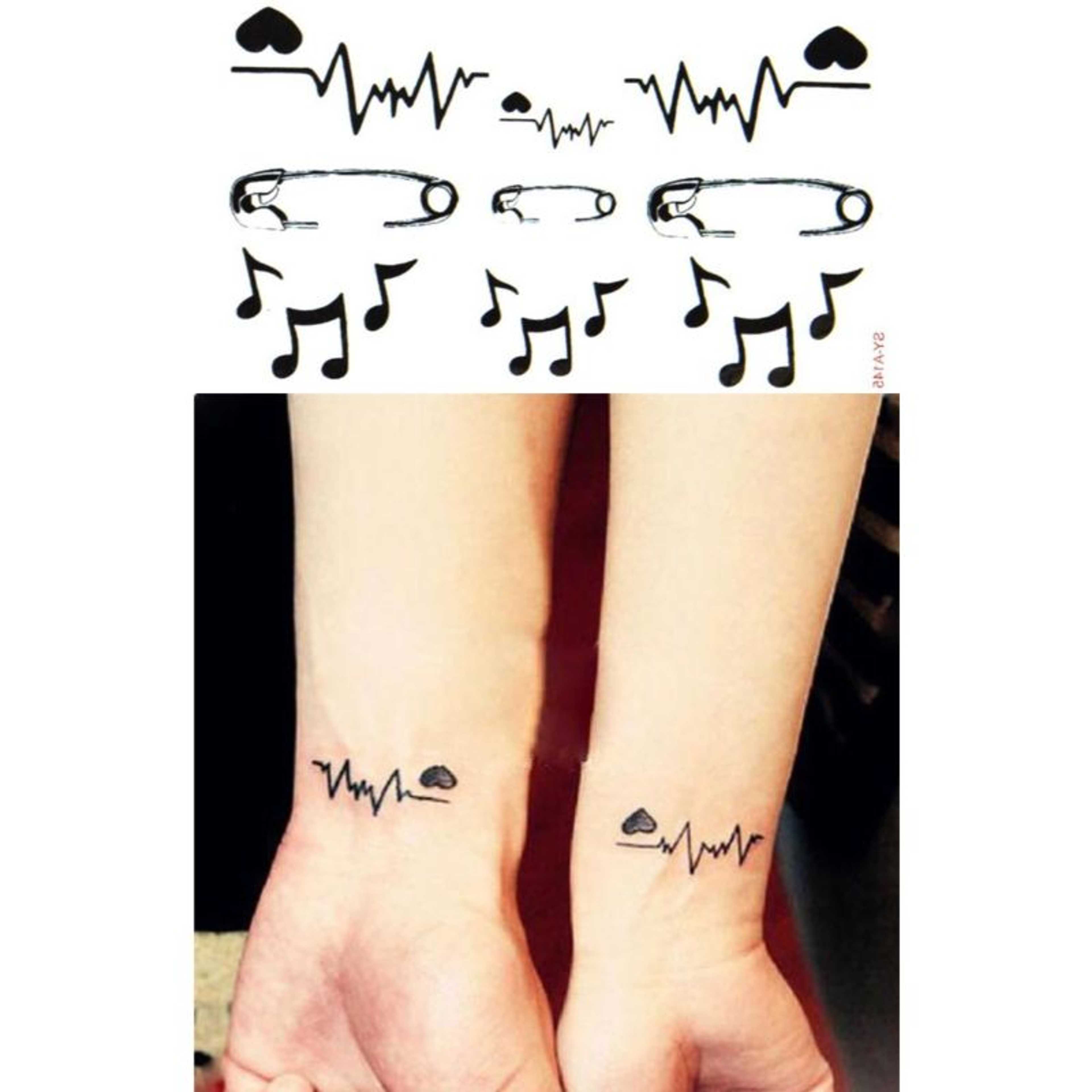 Electro-cardio-gram Heart Music Water Proof Temporary Tattoo Body Tattoo
