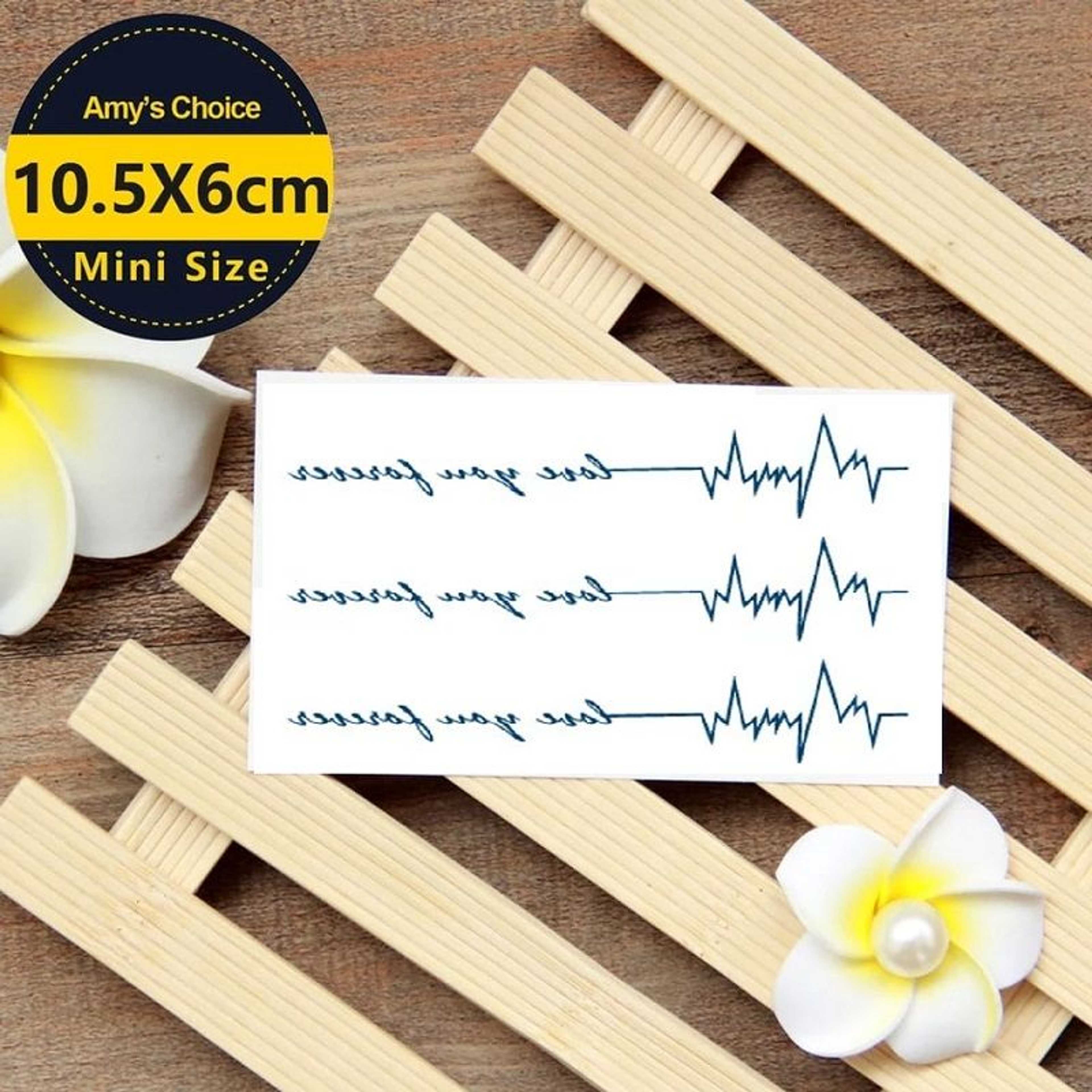 Pack of 3 Electrocardiogram Pattern Waterproof Tattoo Temporary Tattoo Body Tattoo