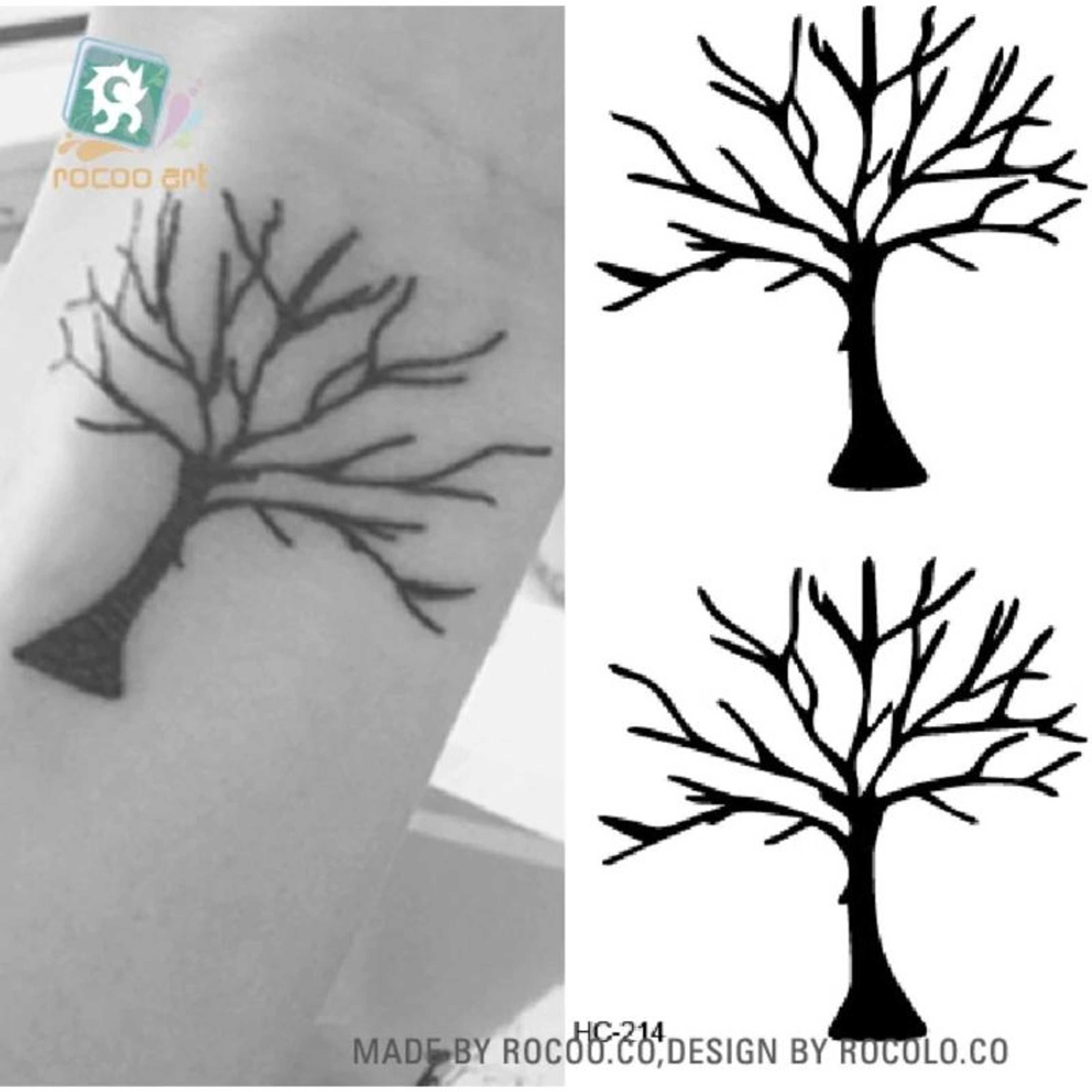 Pack of 2 Body Art Winter Tree Water Transfer Temporary Fast Flash Tattoo Water Proof Tattoo Body Tattoo